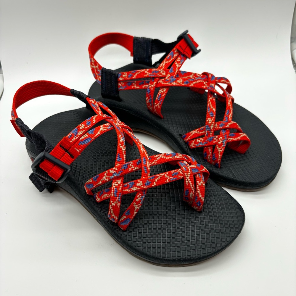 Chaco Cloud Women's Size 6 Sandals Orange Blue Hiking Swimming Granola Gorpcore